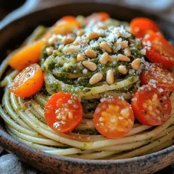 Lemon Basil Pesto Pasta is a delightful dish that perfectly encapsulates the essence of fresh, vibrant flavors. It combines the aromatic qualities of fresh basil with the zesty brightness of lemon, creating a refreshing twist on the traditional pesto pasta. This dish is not only a celebration of summer ingredients but also a versatile option that can be enjoyed for lunch, dinner, or even as a side dish for gatherings and special occasions. Whether you’re whipping it up for a casual family dinner or serving it at a festive gathering, Lemon Basil Pesto Pasta is sure to impress with its exquisite flavor profile and appealing presentation.