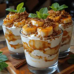 Parfaits have long been celebrated as a versatile and visually appealing dessert or breakfast option, offering a delightful way to layer flavor, texture, and nutrition in a single dish. Originating from the French word for "perfect," parfaits can be crafted from a variety of ingredients, allowing for endless customization and creativity. The Heavenly Caramelized Banana Parfaits take this classic concept to new heights, combining the natural sweetness of ripe bananas with rich, buttery caramel and creamy Greek yogurt, all topped off with crunchy granola.