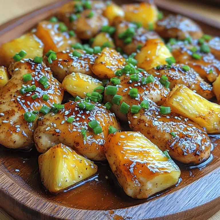 Welcome to a culinary adventure that blends the tropical sweetness of pineapple with the savory richness of chicken – introducing the Sweet & Savory Brown Sugar Pineapple Chicken! This dish is not only a feast for the taste buds but also a perfect embodiment of how contrasting flavors can come together to create something extraordinary. The combination of sweet brown sugar and tangy pineapple creates a sauce that caramelizes beautifully, coating tender chicken breasts with a rich, flavorful glaze.