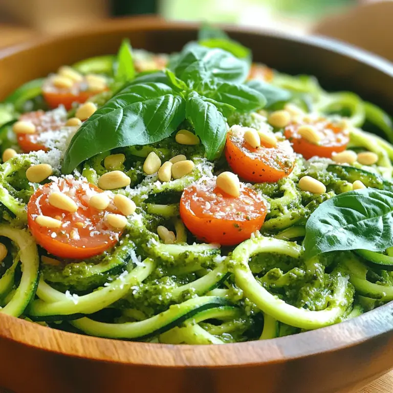 In recent years, there has been a significant shift in dietary preferences, with more individuals gravitating toward healthier eating habits. One of the standout trends in this movement is the rise of zoodles, or zucchini noodles, which have taken the culinary world by storm. Zoodles provide a vibrant, low-carb alternative to traditional pasta, allowing health-conscious eaters to enjoy their favorite dishes without the extra calories and carbohydrates. The Zesty Pesto Zoodle Salad not only embraces this trend but elevates it with a delightful combination of fresh ingredients and bold flavors.