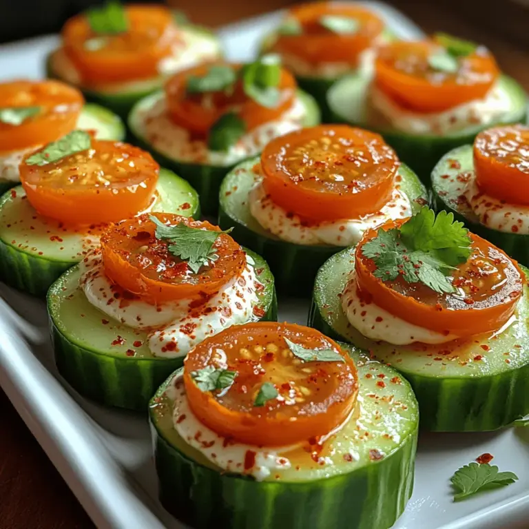 Appetizers play a vital role in any gathering, setting the stage for social interactions and indulgent feasting. They act as tantalizing previews of the delicious meals to come, inviting guests to savor their flavors and enjoy the experience of dining together. One such appetizer that stands out for its refreshing taste and vibrant presentation is the Spicy Tomato Cucumber Bites. This delightful dish combines the crispness of cucumbers with the sweet and tangy burst of cherry tomatoes, all elevated by a zesty cream cheese filling.
