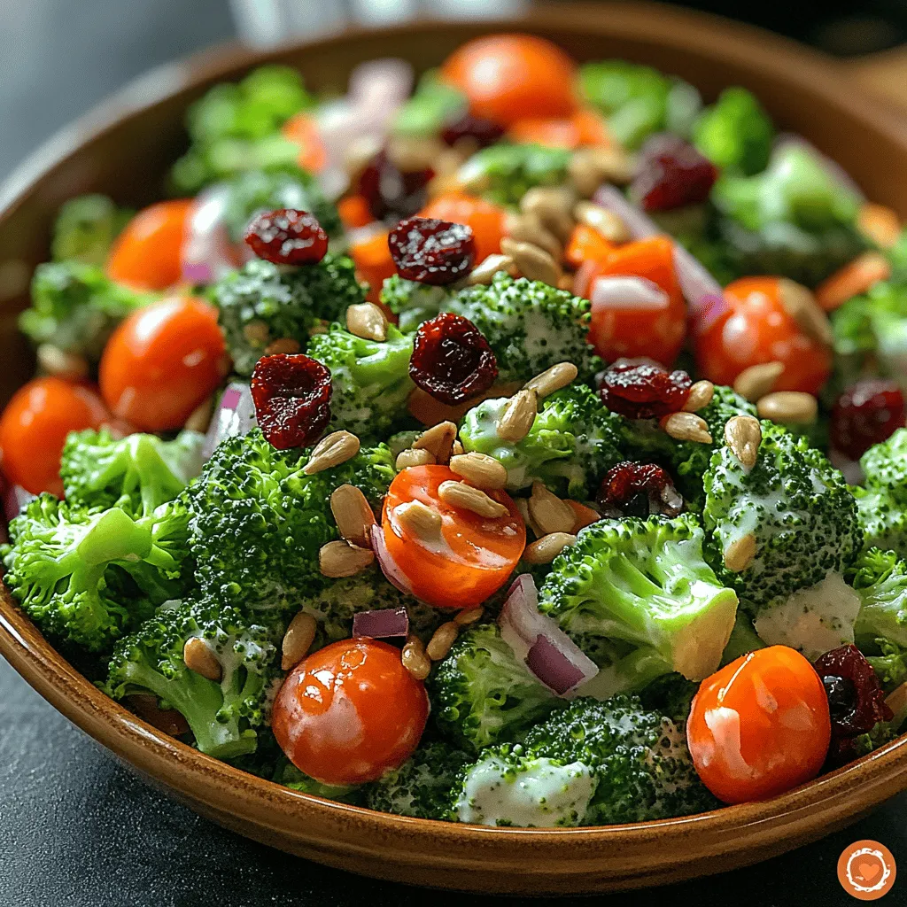 Welcome to the world of vibrant salads, where freshness meets flavor in every bite. Today, we're excited to introduce you to the Crunchy Sweet & Tangy Broccoli Bliss salad. This delightful dish is not just a feast for the eyes but also a powerhouse of nutrition, making it an ideal choice for health-conscious eaters and salad enthusiasts alike. With its combination of crisp broccoli florets, juicy cherry tomatoes, and a creamy dressing that ties it all together, this salad is perfect for various occasions—from family dinners to potlucks and gatherings. Not only does it provide essential nutrients, but it also offers a symphony of textures and tastes that will leave your taste buds dancing.