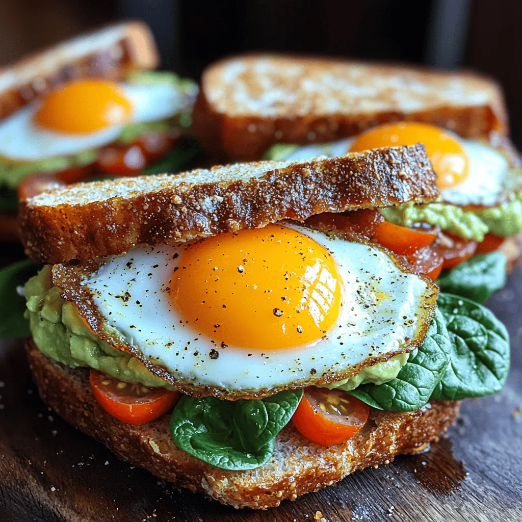 Breakfast is widely regarded as the most important meal of the day, serving as a vital source of energy and nutrients to fuel your morning activities. It sets the tone for your day, providing the essential building blocks for mental focus and physical stamina. In the quest for a nutritious yet delicious breakfast option, the Sizzling Bacon Avocado Breakfast Sandwich stands out as an exemplary choice. This delightful creation brings together the irresistible crunch of crispy bacon, the creamy richness of avocado, the freshness of spinach, and the comforting warmth of perfectly fried eggs, all nested between slices of hearty whole-grain bread.