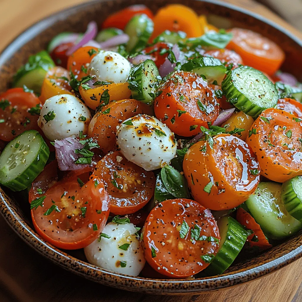In the heart of summer, when gardens are bursting with vibrant colors and fresh produce, a simple yet refreshing dish can elevate your dining experience. The Garden Fresh Summer Tomato Salad is a celebration of the season's best offerings: heirloom tomatoes, crisp cucumbers, aromatic basil, and delightful mozzarella, all tossed together in a zesty dressing. This recipe not only showcases the flavors of summer but also promotes health and wellness with its nutritious ingredients. Bursting with freshness, this salad is perfect for everything from backyard barbecues to elegant dinner parties.