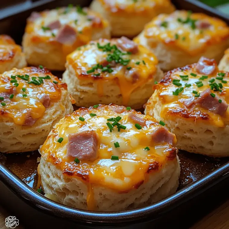 Welcome to the delightful world of Savory Ham and Cheese Butter Swim Biscuits, a dish that marries comfort with indulgence in a way that few other recipes can. These biscuits are characterized by their flaky texture and a rich flavor profile that features the perfect harmony of sharp cheddar cheese and smoky ham. Whether you’re serving them at brunch, as a side for dinner, or simply enjoying them on their own, these biscuits are sure to impress both family and guests alike.