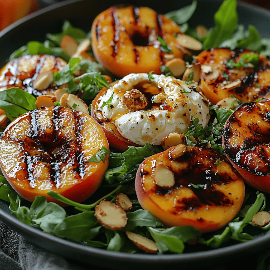 As the warm sun beckons the arrival of summer, there's no better way to celebrate the season than with a refreshing and vibrant Grilled Peach and Burrata Salad. This dish is not only a feast for the eyes but also a delightful medley of flavors that dance on the palate. The combination of sweet, caramelized peaches and creamy burrata cheese creates an irresistible contrast that is both satisfying and nourishing. Whether enjoyed as a light lunch, a side dish for a summer barbecue, or a starter at a dinner party, this salad is sure to impress your guests and elevate your dining experience.
