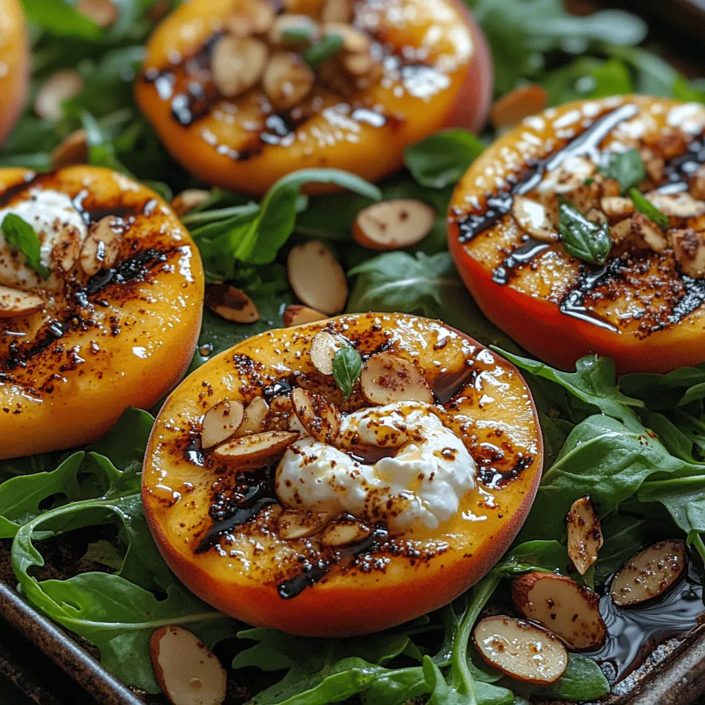 As the warm sun beckons the arrival of summer, there's no better way to celebrate the season than with a refreshing and vibrant Grilled Peach and Burrata Salad. This dish is not only a feast for the eyes but also a delightful medley of flavors that dance on the palate. The combination of sweet, caramelized peaches and creamy burrata cheese creates an irresistible contrast that is both satisfying and nourishing. Whether enjoyed as a light lunch, a side dish for a summer barbecue, or a starter at a dinner party, this salad is sure to impress your guests and elevate your dining experience.
