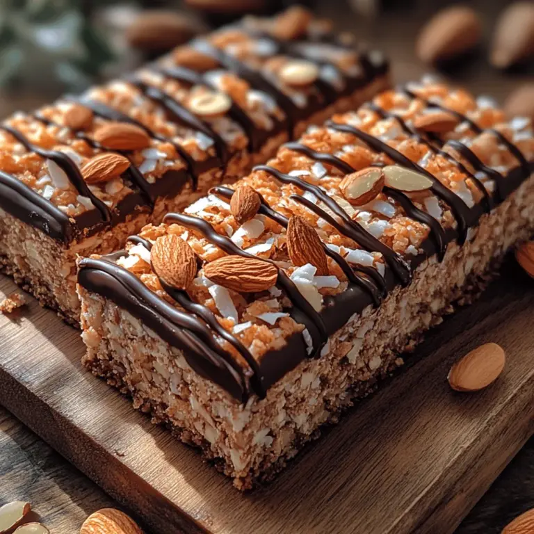 If you are a fan of the sweet and satisfying combination of chocolate, coconut, and almonds, then you’re in for a real treat with this Heavenly Almond Joy Bars recipe. Inspired by the beloved candy bar, these homemade delights elevate the traditional Almond Joy by using wholesome ingredients that not only satisfy your sweet tooth but also nourish your body. Imagine biting into a soft, chewy base of coconut and almond flour, topped with crunchy almonds and drizzled with rich dark chocolate. It’s a flavor experience that is both indulgent and guilt-free.