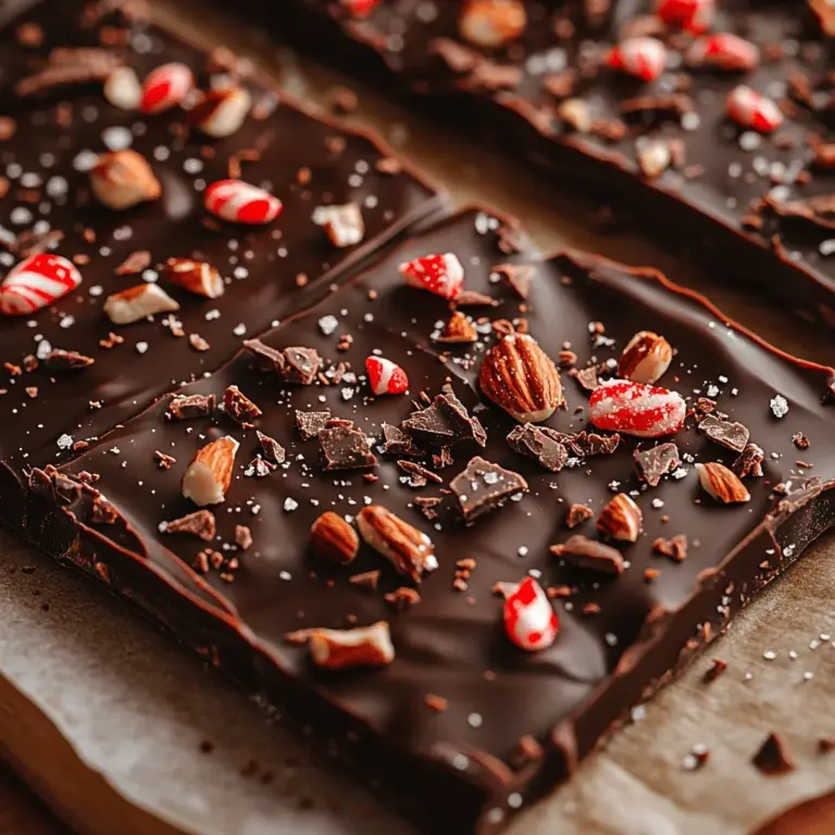 Minty Dark Chocolate Bark is an enticing treat that brings together the rich, decadent flavor of dark chocolate with the refreshing zing of mint. This simple yet delightful recipe is a perfect example of how a few quality ingredients can come together to create something extraordinary. As a versatile dessert, it can be found in various cuisines, often enjoyed during festive seasons or as a delightful gift during celebrations. Whether you’re looking to impress guests, treat yourself, or whip up a quick homemade gift, this Minty Dark Chocolate Bark is sure to satisfy your sweet cravings.
