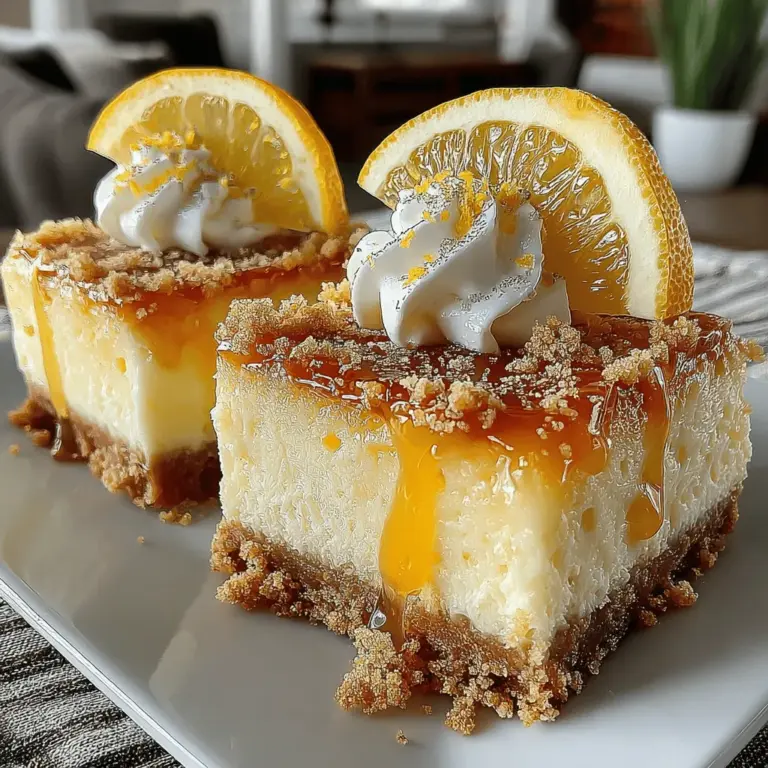 Dessert bars have a unique charm that makes them a beloved choice for sweet treats, and Zesty Lemon Bliss Cheesecake Bars are no exception. These delightful bars offer a burst of flavor that tantalizes the taste buds and leaves a lasting impression, showcasing the perfect harmony between creamy richness and vibrant citrus. With their light, refreshing taste and a texture that melts in your mouth, these cheesecake bars are an ideal dessert for any occasion—be it a summer picnic, a festive gathering, or simply a well-deserved treat after a long day.