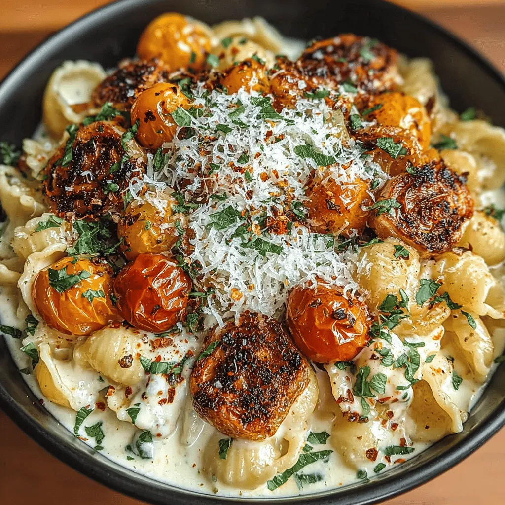 If you're searching for a dish that combines comfort and elegance, look no further than Creamy Roasted Tomato & Garlic Pull-Apart Pasta. This delectable recipe perfectly marries the rich, creamy flavors of heavy cream and Parmesan cheese with the bright, tangy sweetness of roasted cherry tomatoes and the aromatic warmth of garlic. The result is a dish that is not only visually stunning but also an explosion of flavor with every bite.