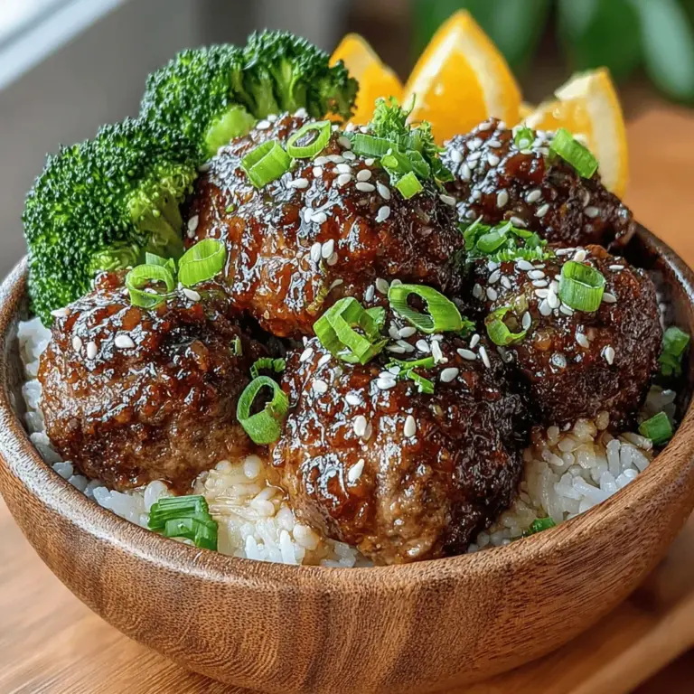The Spicy Honey Garlic Meatball Bowl is a delightful fusion of flavors that caters to both the adventurous palate and those seeking comfort in a hearty meal. This dish combines succulent meatballs, glazed in a spicy honey garlic sauce, served over a bed of rice or quinoa, and accompanied by vibrant vegetables. The balance of sweet, spicy, and savory notes makes this bowl not just a meal but an experience that tantalizes the taste buds.