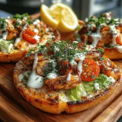 Crispy Garlic Chicken Caesar Pita Pizzas