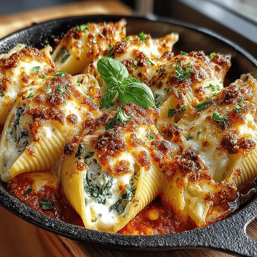 When it comes to comfort food, few dishes can compete with the warmth and satisfaction offered by a hearty pasta bake. Among the myriad of options available, <strong>Creamy Spinach and Ricotta Shell Bake</strong> stands out as a delightful combination of flavors and textures. This dish is not only indulgently creamy but also packed with nutrients, making it a favorite for families and gatherings alike. With its generous filling of ricotta cheese and vibrant spinach wrapped in tender jumbo pasta shells, this recipe transforms simple ingredients into a comforting meal that warms both the body and soul.” /></p>
</p>
<h2>Filling the Shells</h2>
</p>
<p>Filling the pasta shells with the creamy spinach and ricotta mixture is a crucial step that requires both care and technique to avoid breaking the delicate shells. Begin by using a small spoon or a piping bag to transfer the filling into each shell. If you don’t have a piping bag, a resealable plastic bag with one corner snipped off can serve as an excellent alternative.</p>
</p>
<h3>Techniques for Achieving the Perfect Fill Without Breaking the Shells</h3>
</p>
<p>1. <strong>Gentle Handling</strong>: Handle the shells gently, especially if they are freshly cooked. Overcooked shells are more prone to breaking, so it’s essential to cook them just until al dente. This way, they maintain their shape and integrity when filled.</p>
</p>
<p>2. <strong>Filling Amount</strong>: Avoid overfilling the shells; a generous tablespoon of the filling per shell is sufficient. This allows the filling to expand slightly without bursting the shell.</p>
</p>
<p>3. <strong>Smoothing the Filling</strong>: After filling, gently tap the shells on the counter to settle the filling evenly inside. This technique not only helps in even distribution but also minimizes air pockets that can cause the shells to break.</p>
</p>
<h3>Arranging the Filled Shells in the Baking Dish for Even Cooking</h3>
</p>
<p>Once filled, it’s time to arrange the shells in your baking dish. A 9×13 inch dish works perfectly for this recipe. Pour a thin layer of marinara sauce on the bottom of the dish to prevent sticking and add moisture.</p>
</p>
<p>1. <strong>Even Spacing</strong>: Place the shells seam side up for the best presentation and to help them hold their shape during baking. Leave a little space between each shell; this allows the heat to circulate efficiently, ensuring even cooking.</p>
</p>
<p>2. <strong>Layering</strong>: If you have extra filling, consider layering it between the shells or on top after they are arranged. This ensures that every bite is packed with flavor.</p>
</p>
<h2>Adding the Marinara Sauce</h2>
</p>
<p>The marinara sauce is not just a delicious addition; it also plays a crucial role in elevating the dish’s overall flavor profile.</p>
</p>
<h3>How to Properly Coat the Shells with Sauce for Optimal Flavor</h3>
</p>
<p>1. <strong>Generous Coating</strong>: Once the shells are arranged, pour the remaining marinara sauce over them, ensuring each shell is well-coated. This not only enhances the taste but also prevents the shells from drying out during baking.</p>
</p>
<p>2. <strong>Tossing the Shells</strong>: If you prefer, you can gently toss the shells in the sauce before arranging them. This ensures that every shell is completely enveloped in the rich tomato flavor, making each bite a burst of taste.</p>
</p>
<h2>Baking the Dish</h2>
</p>
<p>Now that the shells are filled and sauced, it’s time to bake them to perfection.</p>
</p>
<h3>Importance of Foil Coverage for Steam and Moisture Retention</h3>
</p>
<p>Cover the baking dish tightly with aluminum foil before placing it in the oven. This step is vital for creating steam, which helps the shells cook evenly without turning dry.</p>
</p>
<p>1. <strong>Baking Time</strong>: Bake in a preheated oven at 375°F (190°C) for about 25 minutes covered, followed by an additional 10-15 minutes uncovered. This method allows the cheese on top to melt and develop a golden crust while the shells cook through.</p>
</p>
<h3>Visual Cues for Doneness: Bubbly Cheese and Golden Top</h3>
</p>
<p>You’ll know your creamy spinach and ricotta shell bake is done when the cheese on top is bubbly and golden brown. The edges of the sauce should be slightly caramelized, giving it a rustic look.</p>
</p>
<h2>Cooling and Serving</h2>
</p>
<p>Once out of the oven, allow the dish to rest for about 10-15 minutes before serving. This resting time is crucial as it allows the filling to set and makes serving easier.</p>
</p>
<h3>Importance of Letting the Dish Rest Before Serving</h3>
</p>
<p>Letting the dish cool slightly helps the flavors meld together and makes it easier to cut portions without the filling spilling out.</p>
</p>
<h3>Garnishing with Fresh Basil: Enhancing Presentation and Flavor</h3>
</p>
<p>To elevate your dish, garnish it with freshly chopped basil just before serving. The bright green color not only enhances the presentation but also adds a fresh, aromatic flavor that complements the creamy filling beautifully.</p>
</p>
<h2>Nutritional Benefits of the Dish</h2>
</p>
<p>This creamy spinach and ricotta shell bake is not just delicious; it’s also packed with nutritional benefits.</p>
</p>
<h3>Breakdown of the Nutritional Value of Key Ingredients</h3>
</p>
<p>– <strong>Spinach</strong>: Rich in iron, calcium, and vitamins A, C, and K, spinach is a powerhouse of nutrients. It supports eye health, boosts immunity, and contributes to strong bones.</p>
</p>
<p>– <strong>Ricotta Cheese</strong>: This creamy cheese provides protein and calcium, essential for muscle building and bone health. It’s lower in fat compared to many other cheeses, making it a good choice for a balanced diet.</p>
</p>
<p>– <strong>Marinara Sauce</strong>: Typically made from tomatoes, marinara sauce is rich in antioxidants, particularly lycopene, which is beneficial for heart health.</p>
</p>
<h3>Health Benefits of Spinach: Vitamins and Minerals</h3>
</p>
<p>Spinach is often lauded for its health benefits. Not only does it provide essential vitamins and minerals, but it also contains antioxidants that combat oxidative stress and inflammation in the body. Regular consumption of spinach can help improve overall health and well-being.</p>
</p>
<h3>The Role of Dairy in a Balanced Diet</h3>
</p>
<p>Dairy products, like ricotta cheese, are important for providing calcium and vitamin D, which are crucial for maintaining strong bones and teeth. They also offer a good source of protein, which is essential for muscle repair and growth.</p>
</p>
<h3>How to Adapt the Recipe for Dietary Restrictions</h3>
</p>
<p>For those with dietary restrictions, this recipe can easily be adapted. Use gluten-free pasta shells for a gluten-free version. For a dairy-free alternative, consider using cashew cheese or a vegan ricotta made from blended tofu and nutritional yeast.</p>
</p>
<h2>Serving Suggestions and Pairings</h2>
</p>
<p>To enhance your dining experience, consider the following serving suggestions.</p>
</p>
<h3>Ideal Accompaniments for the Dish</h3>
</p>
<p>This creamy spinach and ricotta shell bake pairs beautifully with a light side salad. A simple arugula salad with lemon vinaigrette can provide a refreshing contrast to the richness of the dish.</p>
</p>
<h3>Suggested Salads or Sides That Complement the Flavors</h3>
</p>
<p>1. <strong>Caesar Salad</strong>: The crisp romaine lettuce and creamy dressing provide a satisfying crunch that complements the baked shells.</p>
</p>
<p>2. <strong>Garlic Bread</strong>: A side of warm, buttery garlic bread can be a delightful addition, perfect for scooping up any extra sauce.</p>
</p>
<h3>Wine Pairings to Enhance the Dining Experience</h3>
</p>
<p>For a delightful wine pairing, consider a light white wine such as a Pinot Grigio or Sauvignon Blanc. These wines have a refreshing acidity that balances the richness of the cheese and sauce.</p>
</p>
<h3>Ideas for Leftovers: Creative Ways to Repurpose Any Remaining Dish</h3>
</p>
<p>If you find yourself with leftover creamy spinach and ricotta shells, consider repurposing them in several ways. You could:</p>
</p>
<p>1. <strong>Make a Pasta Bake</strong>: Combine the shells with additional marinara, sprinkle more cheese, and bake it again for a quick and easy meal.</p>
</p>
<p>2. <strong>Stuffed Shells Soup</strong>: Break the shells into smaller pieces and simmer them in vegetable or chicken broth with added vegetables for a hearty soup.</p>
</p>
<p>3. <strong>Frozen Meal Prep</strong>: Portion out leftovers into individual containers and freeze for a quick meal on busy nights.</p>
</p>
<h2>Conclusion</h2>
</p>
<p>The creamy spinach and ricotta shell bake is not just a dish; it’s a celebration of flavors and textures that makes for a perfect family meal or a comforting dinner with friends. With its ease of preparation, nutritional benefits, and adaptability to various dietary needs, it’s a recipe that you’ll want to return to time and time again.</p>
</p>
<p>We encourage you to try making this delightful dish at home. The joy of cooking and sharing a meal with loved ones is truly one of life’s greatest pleasures. So grab your apron, gather your ingredients, and enjoy crafting this creamy, flavorful bake that is sure to impress everyone at your table. Happy cooking!</p>
</div>