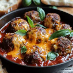 Cheesy Heaven: Cheddar Stuffed Meatballs in Marinara