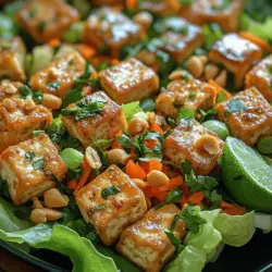 In today’s culinary landscape, the Crunchy Tofu Peanut Lettuce Cups stand out as a vibrant and flavorful dish that appeals to both plant-based enthusiasts and those simply looking to incorporate healthier options into their meals. This dish is not only visually appealing with its fresh ingredients but also offers a delightful crunch that makes it a fun and interactive meal. Perfect for a light lunch, an appetizer, or even a party snack, these lettuce cups are as versatile as they are delicious.