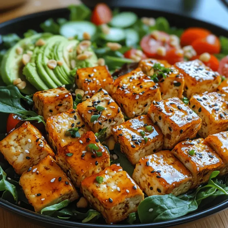 If you're seeking a vibrant and nutritious addition to your meal repertoire, look no further than the Crunchy Sesame Tofu Salad. This dish beautifully marries the satisfying crunch of fresh vegetables with the savory goodness of tofu, creating a salad that's not only delicious but also packed with health benefits. Whether you're looking for a refreshing main course or a complementary side dish, this salad can adapt to your needs, making it a versatile option for any dining occasion.