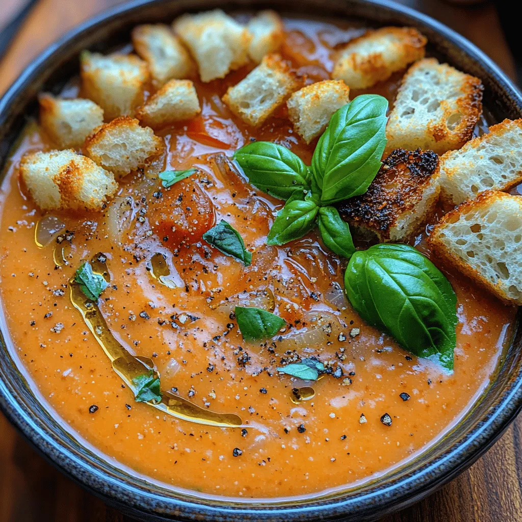 In the world of comfort food, few dishes can rival the warmth and richness of a creamy soup. The Creamy Roasted Tomato Bliss is a perfect example, showcasing the natural sweetness of ripe tomatoes combined with aromatic herbs and a velvety texture. This delightful recipe not only warms the soul but also nourishes the body, making it a staple in any home cook's repertoire. Whether you are looking for a cozy meal on a chilly evening or a crowd-pleasing appetizer, this soup is sure to impress. In this article, we will explore the journey of crafting this delectable dish, from the selection of ingredients to serving suggestions, ensuring a delightful experience for both novice cooks and seasoned chefs alike.