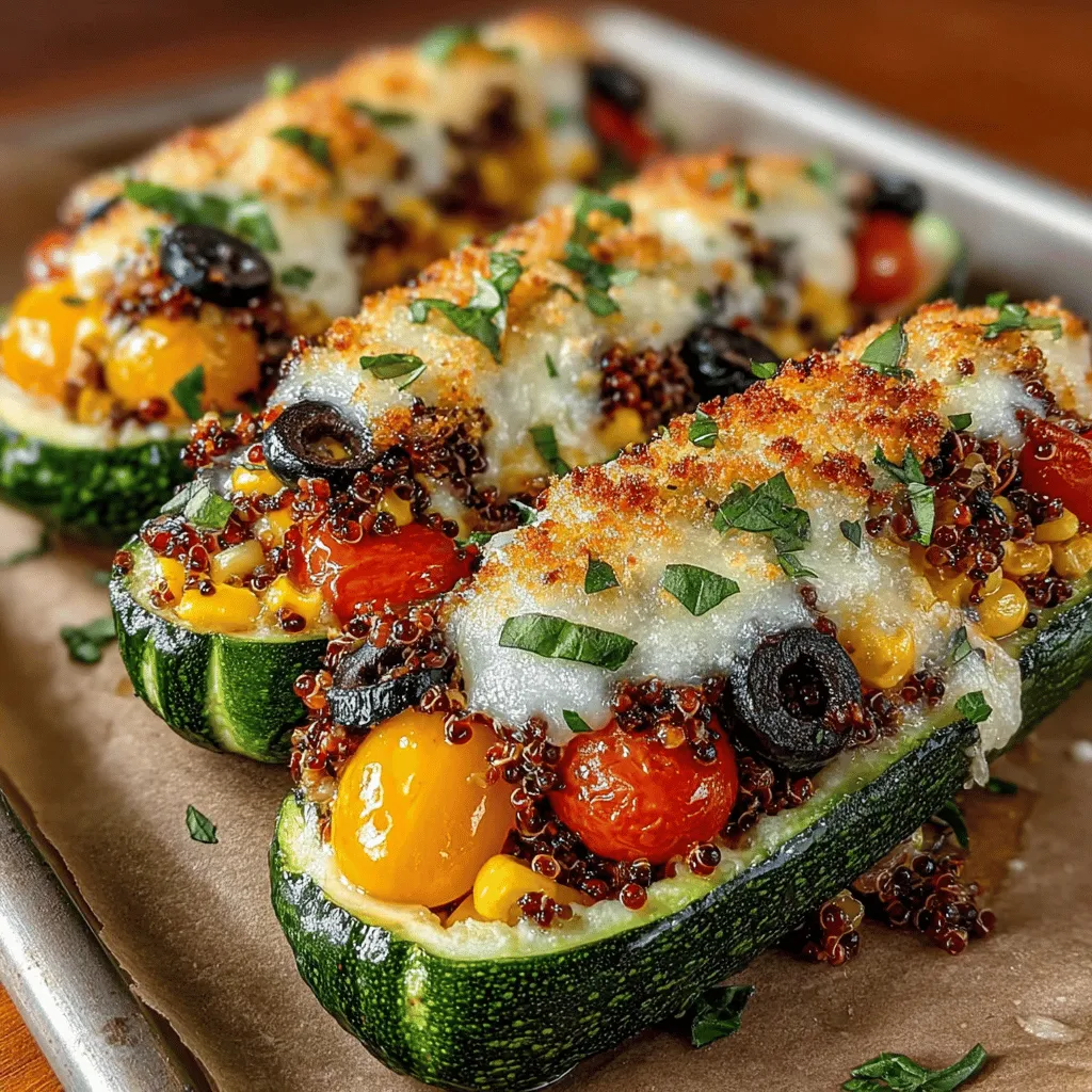 Exploring the world of healthy and satisfying meals can be a delightful journey. One such dish that beautifully marries nutrition with flavor is Cheesy Baked Zucchini Boats. This recipe not only highlights the incredible versatility of zucchini but also serves as a delicious way to incorporate more vegetables into your daily diet. Packed with protein from quinoa, a medley of colorful vegetables, and topped with a gooey layer of cheese, these zucchini boats are destined to become a favorite at your dining table. Whether you're in search of a wholesome dinner option or a standout side dish for your next gathering, this recipe fits the bill for all occasions.