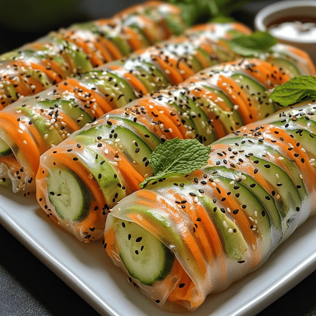 Fresh vegetables are the star of the show in Crunchy Carrot Cucumber Spring Rolls, and their health benefits are numerous. Carrots, cucumbers, and bell peppers are not only low in calories but also high in essential vitamins and minerals. Carrots are rich in beta-carotene, which contributes to eye health, while cucumbers provide hydration due to their high water content. Bell peppers offer a vibrant color and are an excellent source of vitamin C, which supports the immune system.