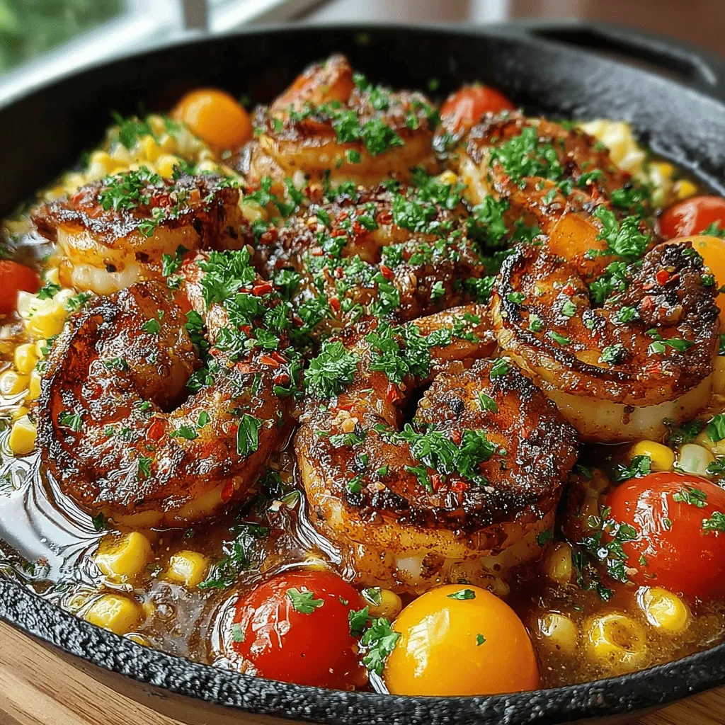 Garlic Butter Shrimp & Corn Skillet is a delightful dish that embodies the essence of comfort food while simultaneously showcasing the freshness of seafood. This recipe marries succulent shrimp with sweet corn, all enveloped in a rich garlic butter sauce. The appeal of this dish lies not only in its delicious flavor profile but also in its simplicity and the speed at which it can be prepared. Perfect for busy weeknights or casual gatherings, it delivers a gourmet experience without the need for extensive culinary skills.