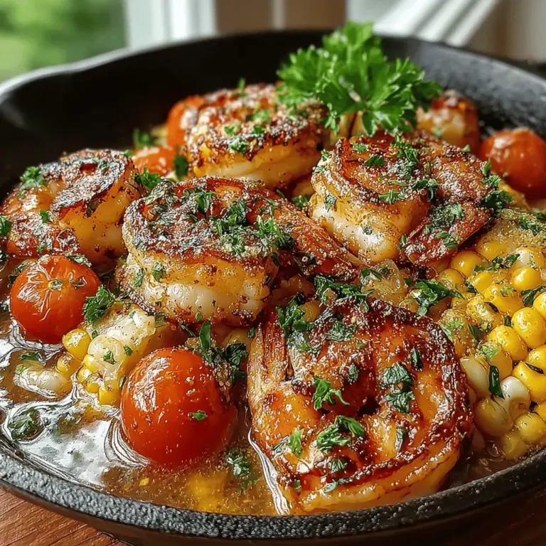 Garlic Butter Shrimp & Corn Skillet is a delightful dish that embodies the essence of comfort food while simultaneously showcasing the freshness of seafood. This recipe marries succulent shrimp with sweet corn, all enveloped in a rich garlic butter sauce. The appeal of this dish lies not only in its delicious flavor profile but also in its simplicity and the speed at which it can be prepared. Perfect for busy weeknights or casual gatherings, it delivers a gourmet experience without the need for extensive culinary skills.