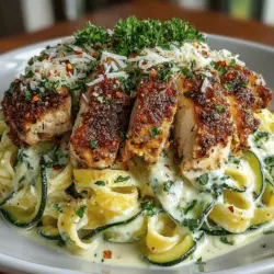Creamy Zucchini & Chicken Alfredo Delight