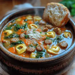 Cozy Sausage and Spinach Tortellini Soup