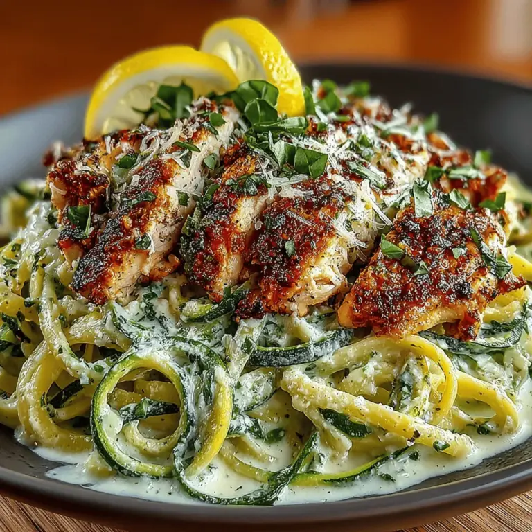 When it comes to crafting meals that are both quick and satisfying, Creamy Zucchini Pasta with Chicken emerges as a standout option that tantalizes the palate. This delightful dish harmonizes the fresh, vibrant flavors of zucchini with the hearty goodness of chicken, enveloped in a luscious creamy sauce that promises to impress even the most discerning diners. Whether you're preparing a meal for a busy weeknight or hosting an elegant gathering over the weekend, this recipe strikes the perfect balance between simplicity and sophistication.
