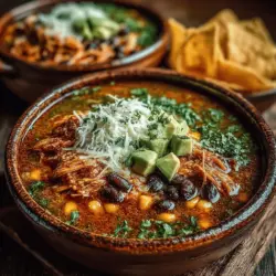 Spicy Green Chili Chicken Enchilada Soup is a delightful and hearty dish that perfectly combines the warmth of a comforting soup with the bold flavors of traditional Mexican cuisine. This soup is a celebration of spices, fresh ingredients, and succulent chicken, making it a favorite among those who crave a hint of heat in their meals. With its robust flavors and satisfying texture, this dish appeals specifically to spicy food lovers and those seeking a comforting bowl of goodness.