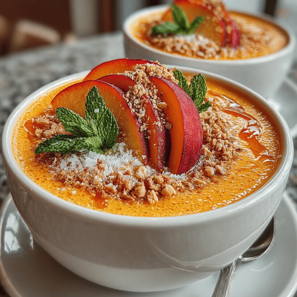 Chilling is not just about temperature; it’s a key factor in enhancing the flavors of your Chilled Creamy Peach Bliss Soup. When food is chilled, the cold temperature helps to mellow out certain flavors, allowing the natural sweetness of the peaches to shine through while softening any overly sharp or acidic notes. This process can create a more balanced and harmonious taste profile, making each spoonful a delightful experience.
