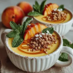Chilling is not just about temperature; it’s a key factor in enhancing the flavors of your Chilled Creamy Peach Bliss Soup. When food is chilled, the cold temperature helps to mellow out certain flavors, allowing the natural sweetness of the peaches to shine through while softening any overly sharp or acidic notes. This process can create a more balanced and harmonious taste profile, making each spoonful a delightful experience.