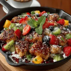 Are you ready to elevate your weeknight dinners with a dish that is as visually stunning as it is delicious? The Fruity Fiesta Chicken Skillet is a vibrant, one-pan meal that combines the savory goodness of chicken with the sweet burst of fresh fruits. This recipe not only captivates the taste buds but also brings a colorful palette to your dining table, making it a feast for the eyes as well.