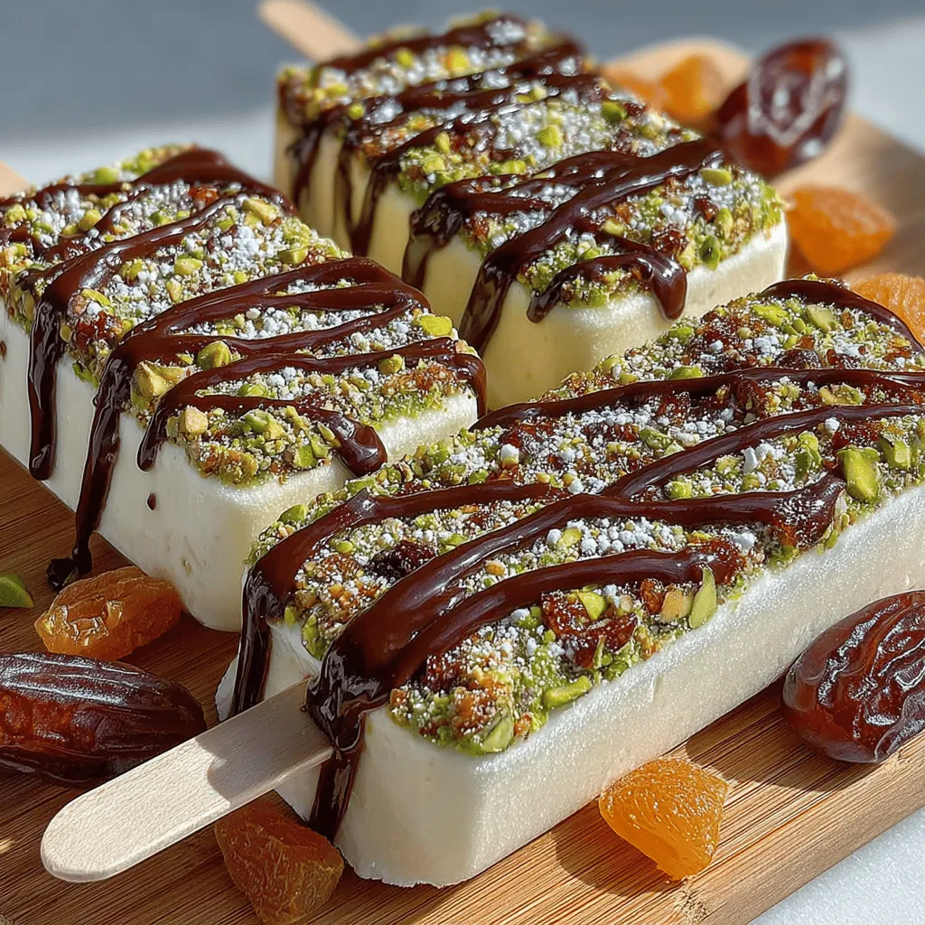 Incorporating chocolate into your Frozen Yogurt Pistachio Date Pops not only enhances the flavor but also adds a touch of indulgence. Dark chocolate, in particular, is known for its numerous health benefits. Rich in antioxidants, dark chocolate can help improve heart health by lowering blood pressure and cholesterol levels. It also contains minerals such as iron, magnesium, and copper, which are essential for maintaining overall well-being. Moreover, the slight bitterness of dark chocolate balances the sweetness of the dates in your pops, creating a harmonious flavor profile that is both satisfying and nutritious.