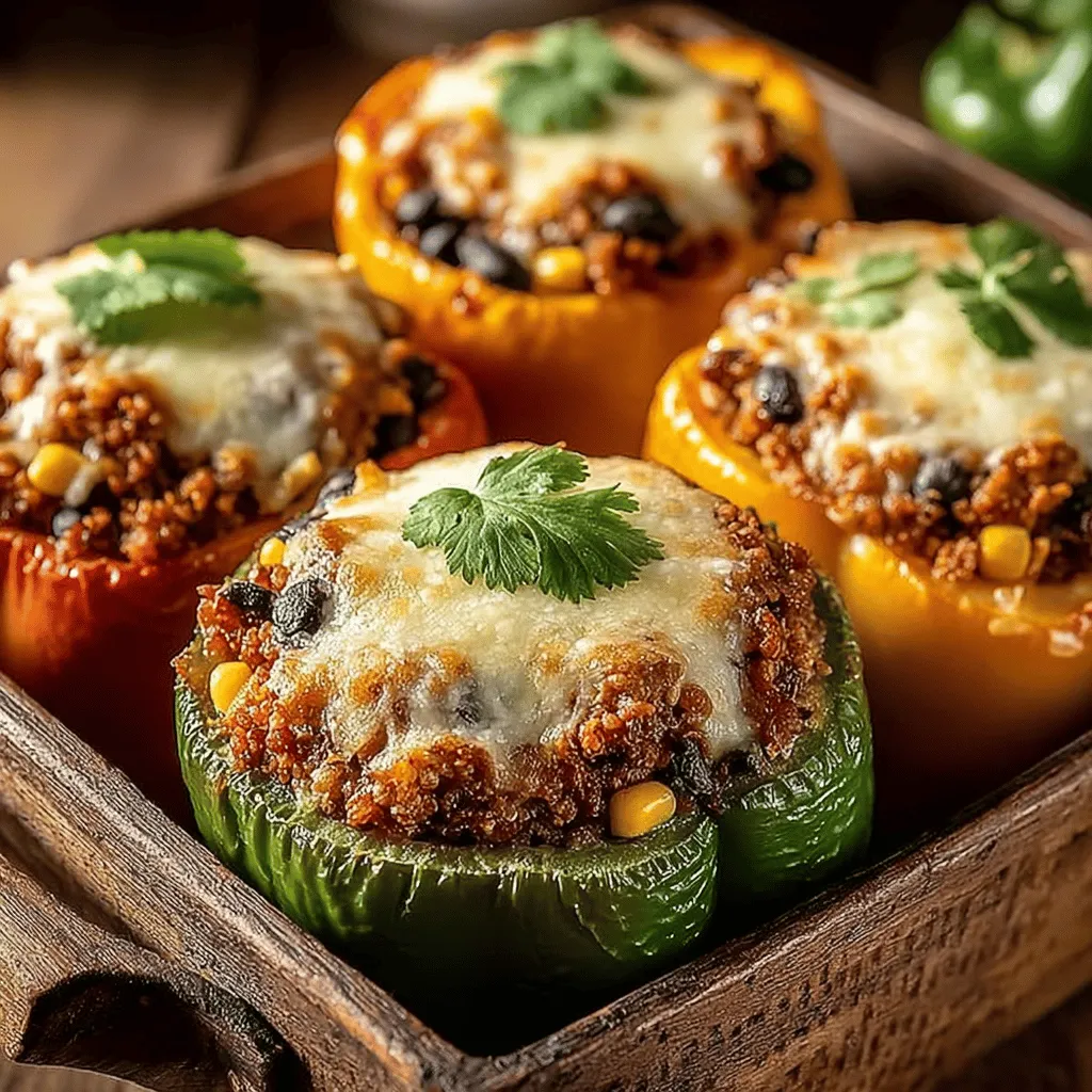 Quinoa & Turkey Stuffed Bell Peppers are not just a feast for the eyes but also a wholesome meal option that packs a punch in terms of nutrition and flavor. This vibrant dish combines the rich, earthy tones of quinoa with the savory, juicy essence of ground turkey, all nestled within the colorful embrace of bell peppers. It's an excellent choice for anyone seeking a balanced meal that is as satisfying as it is nutritious.