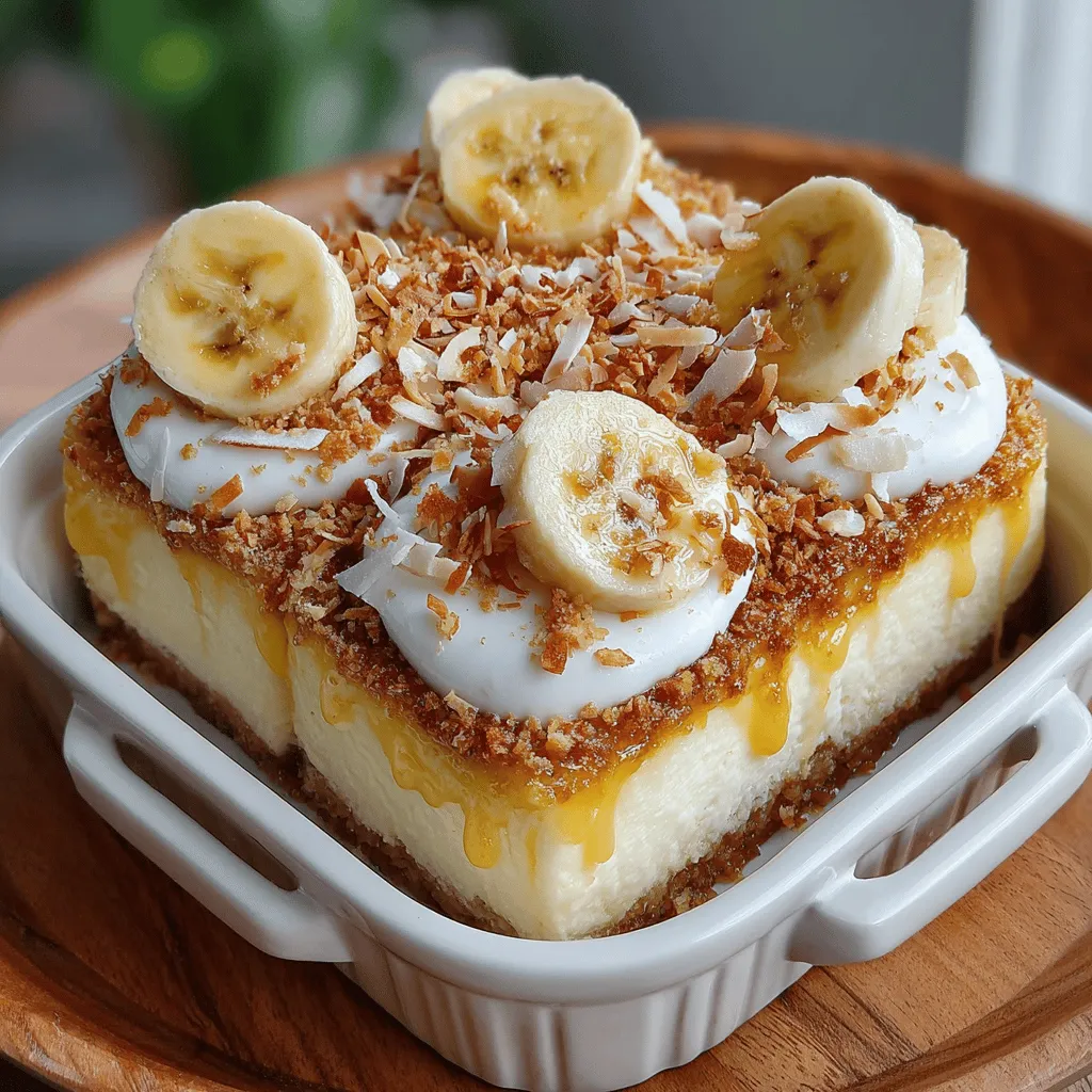 To create the perfect Frozen Banana Coconut Cream Squares, start by preparing your dish. Pour the creamy banana-coconut mixture into a square or rectangular baking dish. Using a spatula, spread the mixture evenly across the bottom of the dish to ensure a uniform surface. This step is crucial as it allows the dessert to freeze evenly and makes cutting the squares much easier later on. Make sure to reach the corners of the dish, smoothing out any bumps or air pockets that may form. A flat, even surface will result in well-formed squares that hold their shape when served.