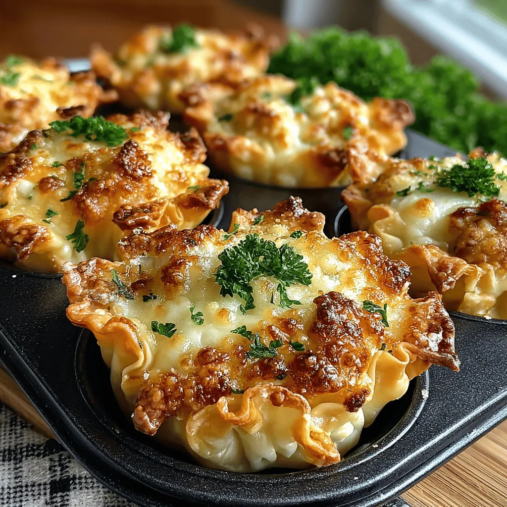 Mini Chicken Alfredo Wonton Pies are a delightful fusion of comfort food and elegant presentation, making them a standout choice for any gathering. These bite-sized pastries encapsulate the rich and creamy essence of traditional Alfredo sauce, combined with tender chicken, all wrapped in a crispy wonton shell. Their versatility shines through as they can be served as a charming appetizer at parties or enjoyed as a satisfying main dish for a cozy family dinner.