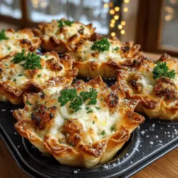 Mini Chicken Alfredo Wonton Pies are a delightful fusion of comfort food and elegant presentation, making them a standout choice for any gathering. These bite-sized pastries encapsulate the rich and creamy essence of traditional Alfredo sauce, combined with tender chicken, all wrapped in a crispy wonton shell. Their versatility shines through as they can be served as a charming appetizer at parties or enjoyed as a satisfying main dish for a cozy family dinner.