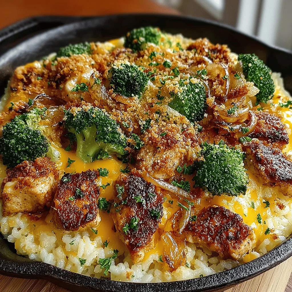 Cheesy Broccoli and Chicken Rice Skillet