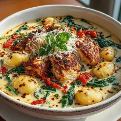 Savory Creamy Tuscan Chicken Gnocchi Soup