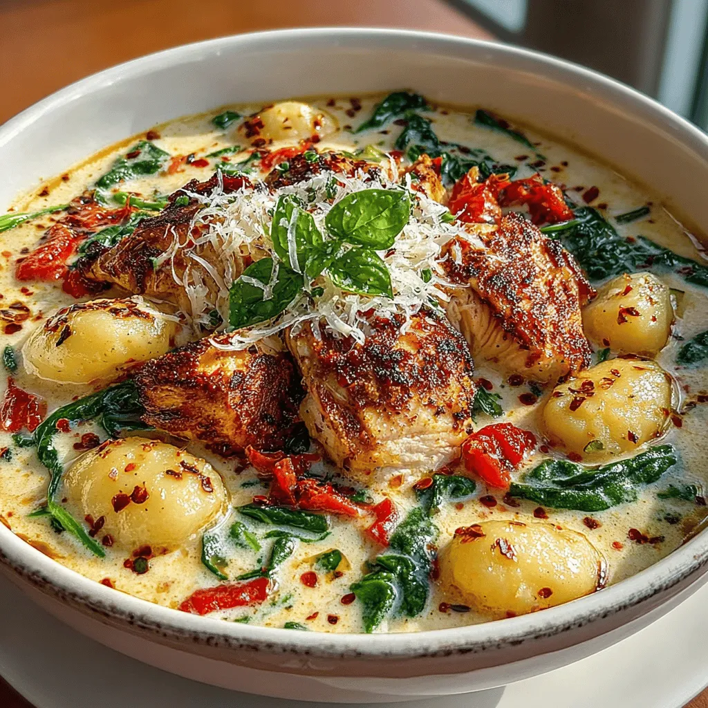 One of the most delightful aspects of Savory Creamy Tuscan Chicken Gnocchi Soup is the addition of Parmesan cheese, which serves as a final flourish that elevates the overall taste and creaminess of this dish. Parmesan adds a rich, nutty flavor that complements the other ingredients beautifully. Whether you choose freshly grated or pre-packaged cheese can significantly affect the soup's final outcome. Freshly grated Parmesan melts more evenly and offers a more robust flavor profile than its pre-packaged counterpart, which often contains additives that can alter its texture and taste. For the best results, opt for high-quality Parmesan cheese, grating it just before use to maximize flavor.