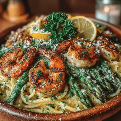 Garlic Butter Shrimp and Asparagus Pasta