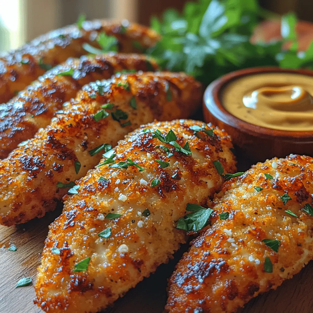 - 1 pound chicken tenderloins - 1 cup buttermilk - 1 teaspoon garlic powder - 1 teaspoon onion powder - 1 teaspoon paprika - Salt and pepper to taste - 1 cup panko breadcrumbs - 1/2 cup grated Parmesan cheese - 1 tablespoon olive oil - 1/4 cup honey - 1/4 cup Dijon mustard