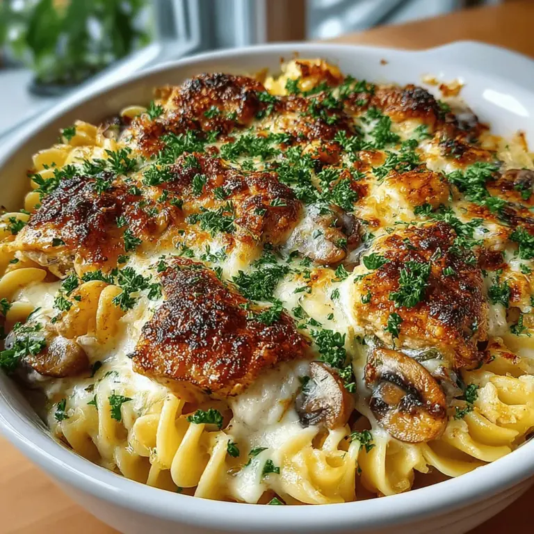 To create the perfect Creamy Chicken and Mushroom Pasta Bake, you’ll need a selection of core ingredients that work together to build a robust flavor profile. Each component plays a crucial role in the dish, contributing to its overall appeal.