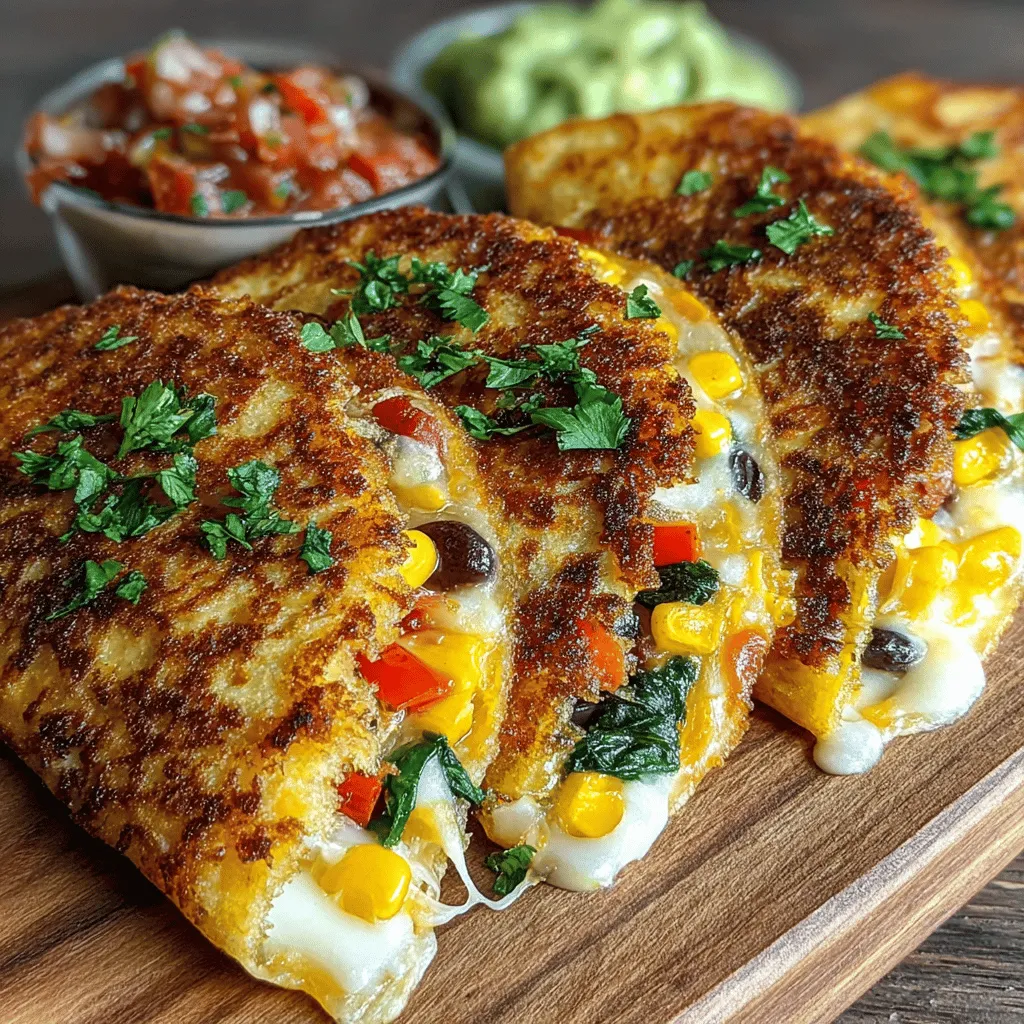 Veggie Fiesta Quesadillas are a vibrant and flavorful meal option that brings together a medley of colorful vegetables, protein-packed beans, and gooey cheese, all enveloped in a perfectly toasted tortilla. This dish embodies the essence of comfort food while catering to those looking for a nutritious alternative. The beauty of quesadillas lies in their versatility; they can be customized to satisfy various dietary preferences, making them an excellent choice for vegetarians and those seeking to incorporate more plant-based meals into their diets.