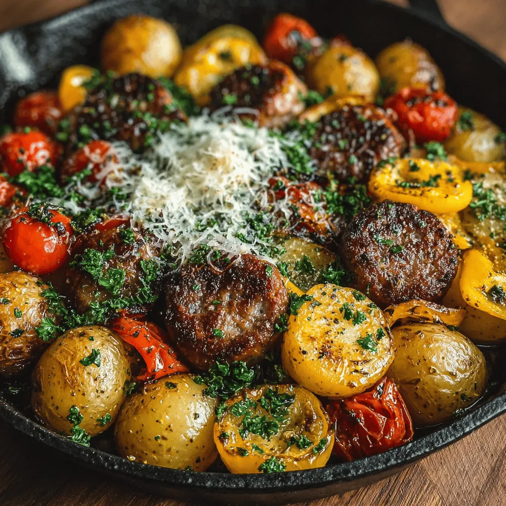 One-Pan Italian Sausage and Potato Bake is a delightful dish that embodies the essence of Italian cuisine while being remarkably easy to prepare. This recipe brings together juicy Italian sausage, tender baby potatoes, and colorful vegetables, all cooked in one pan for minimal cleanup. Perfect for busy weeknights, this meal not only saves time but also satisfies the whole family with its rich flavor profile. The combination of savory sausage and hearty potatoes makes this dish a go-to favorite for dinner.