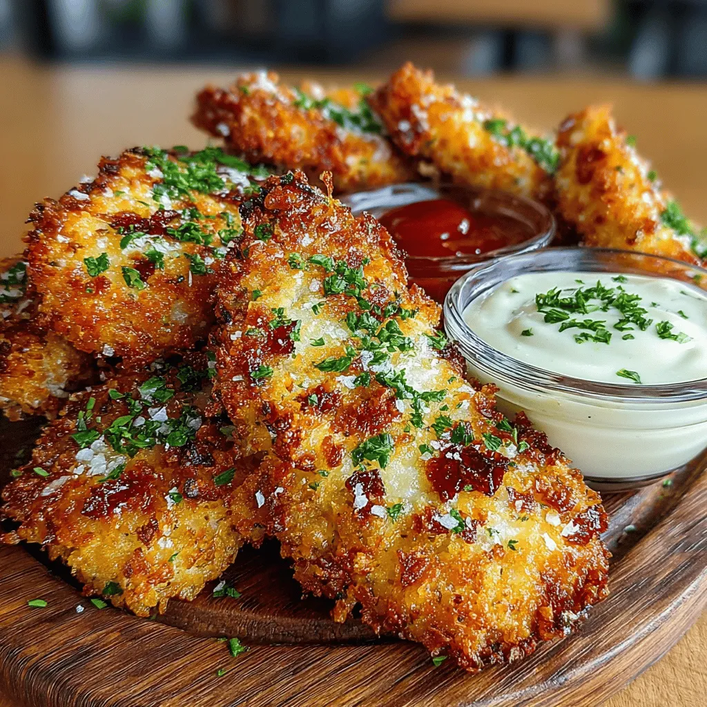 <strong>Introduction</strong>” /></p>
</p>
<h2>Creating the Perfect Dipping Sauce</h2>
</p>
<p>When it comes to enjoying crispy baked chicken tenders, a complementary dipping sauce can elevate the entire experience. The right sauce not only enhances the flavor of the chicken but also adds an exciting twist to each bite. Here’s how to whip up a delicious dipping sauce that pairs perfectly with your baked chicken tenders.</p>
</p>
<h3>Ingredients Breakdown</h3>
</p>
<p>For our dipping sauce, we’re going to keep it simple yet flavorful. Here’s what you’ll need:</p>
</p>
<p>– <strong>1 cup mayonnaise</strong>: A creamy base that provides richness and smooth texture.</p>
<p>– <strong>2 tablespoons Dijon mustard</strong>: Adds a tangy kick that brightens the sauce.</p>
<p>– <strong>1 tablespoon honey</strong>: Offers a touch of sweetness to balance the acidity of the mustard.</p>
<p>– <strong>1 teaspoon garlic powder</strong>: Infuses the sauce with a savory depth.</p>
<p>– <strong>Salt and pepper to taste</strong>: Enhances all the flavors present in the sauce.</p>
<p>– <strong>Optional spices</strong>: For those looking to spice things up, consider adding a pinch of cayenne pepper for heat or smoked paprika for a smoky flavor.</p>
</p>
<h3>Step-by-Step Instructions</h3>
</p>
<p>1. <strong>Combine Ingredients</strong>: In a medium bowl, add the mayonnaise, Dijon mustard, honey, and garlic powder.</p>
<p>2. <strong>Mix Well</strong>: Whisk the ingredients together until smooth and fully combined. Ensure there are no lumps for a creamy consistency.</p>
<p>3. <strong>Season</strong>: Taste your sauce and season with salt and pepper. Adjust the sweetness by adding more honey if desired.</p>
<p>4. <strong>Customize</strong>: If you’re feeling adventurous, add your favorite spices or herbs. A dash of hot sauce can bring a delightful heat, while fresh herbs like dill or parsley can add a refreshing touch.</p>
<p>5. <strong>Chill</strong>: Refrigerate the sauce for at least 30 minutes before serving. This allows the flavors to meld together beautifully.</p>
</p>
<p>This dipping sauce is not only easy to prepare but also offers endless possibilities for customization, ensuring it perfectly matches your taste preferences.</p>
</p>
<h2>Serving Suggestions</h2>
</p>
<p>Now that you have your perfect dipping sauce ready, it’s time to think about how to serve your crispy chicken tenders. Here are some ideas to make your meal visually appealing and delicious.</p>
</p>
<h3>Presentation Tips</h3>
</p>
<p>– <strong>Platter Style</strong>: Arrange the chicken tenders on a large platter, with the dipping sauce in a small bowl in the center. This creates an inviting presentation for family or guests.</p>
<p>– <strong>Garnish</strong>: Fresh herbs like parsley or cilantro can be sprinkled over the chicken tenders for a pop of color. Thin lemon wedges can also be added for a fresh touch.</p>
</p>
<h3>Portion Sizes</h3>
</p>
<p>For a main meal, plan for about 3-4 chicken tenders per person, depending on the side dishes you choose. For smaller appetites or as an appetizer, 2-3 tenders per person should suffice.</p>
</p>
<h3>Side Dishes</h3>
</p>
<p>Pairing your chicken tenders with the right side dishes can create a balanced meal. Here are some excellent options:</p>
</p>
<p>– <strong>Crispy Sweet Potato Fries</strong>: The natural sweetness of sweet potatoes complements the savory chicken tenders and offers a nutritious twist.</p>
<p>– <strong>Fresh Green Salad</strong>: A simple salad with mixed greens, cherry tomatoes, cucumbers, and a light vinaigrette can provide a refreshing contrast to the crispy tenders.</p>
<p>– <strong>Roasted Vegetables</strong>: Seasonal roasted vegetables, like zucchini, bell peppers, or carrots, can add color and nutrition to your meal.</p>
<p>– <strong>Coleslaw</strong>: A tangy coleslaw can provide a crunchy texture and is a great way to add some crunch to the meal.</p>
</p>
<h3>Incorporating Chicken Tenders into Meals</h3>
</p>
<p>Chicken tenders are versatile and can be used in various ways beyond just serving them as a main dish. Here are some ideas to incorporate them into different meals:</p>
</p>
<p>– <strong>Salads</strong>: Slice the chicken tenders and toss them on top of a bed of greens for a protein-packed salad. Add avocado, nuts, and your favorite dressing for a wholesome meal.</p>
<p>– <strong>Wraps</strong>: Use large lettuce leaves, tortillas, or pita bread to create wraps filled with chicken tenders, fresh veggies, and your dipping sauce for a tasty lunch option.</p>
<p>– <strong>Sandwiches</strong>: Place chicken tenders on a bun with lettuce, tomato, and additional sauce for a delightful sandwich that can please anyone.</p>
</p>
<h2>Nutritional Benefits</h2>
</p>
<p>Choosing baked chicken tenders over fried options not only cuts down on calories but also enhances the nutritional profile of your meal.</p>
</p>
<h3>Health Benefits of Baked Chicken Tenders</h3>
</p>
<p>Baking rather than frying significantly reduces the amount of unhealthy fats and calories. Here are some key benefits:</p>
</p>
<p>– <strong>Lower in Calories</strong>: Baked chicken tenders typically contain fewer calories than their fried counterparts, making them a heart-healthy choice.</p>
<p>– <strong>High Protein Content</strong>: Chicken is an excellent source of lean protein, essential for muscle building and overall health.</p>
<p>– <strong>Lower in Fat</strong>: When baked, chicken tenders are typically lower in saturated fats, which can help maintain a healthy cholesterol level.</p>
</p>
<h3>Nutritional Breakdown</h3>
</p>
<p>While the exact nutritional content may vary based on specific ingredients used and portion sizes, here’s a rough breakdown for one serving (3-4 tenders with dipping sauce):</p>
</p>
<p>– <strong>Calories</strong>: Approximately 300-400 calories</p>
<p>– <strong>Protein</strong>: 25-30 grams</p>
<p>– <strong>Fat</strong>: 15-20 grams (depending on the dipping sauce used)</p>
<p>– <strong>Carbohydrates</strong>: 20-25 grams</p>
</p>
<h3>Dietary Considerations</h3>
</p>
<p>This recipe can easily be adapted to fit different dietary needs:</p>
</p>
<p>– <strong>Gluten-Free Options</strong>: Substitute regular breadcrumbs with gluten-free breadcrumbs or crushed cornflakes for a crunchy texture.</p>
<p>– <strong>Dairy-Free</strong>: Use a dairy-free mayonnaise alternative to keep the dipping sauce creamy without dairy ingredients.</p>
<p>– <strong>Spice Level</strong>: Adjust the heat level in the dipping sauce according to your preference. You can either reduce or increase the spicy elements.</p>
</p>
<h2>Conclusion</h2>
</p>
<p>The appeal of our crispy baked chicken tenders lies in their delicious flavor, satisfying crunch, and healthier profile compared to fried options. By adding a homemade dipping sauce, you can enhance the experience and customize it to suit your taste preferences.</p>
</p>
<p>Encourage your family to gather in the kitchen and enjoy the process of cooking together. Preparing this recipe not only provides a wholesome meal but also fosters togetherness and creates lasting memories around the dinner table. Try these baked chicken tenders at home and discover just how enjoyable healthy cooking can be!</p>
</div>