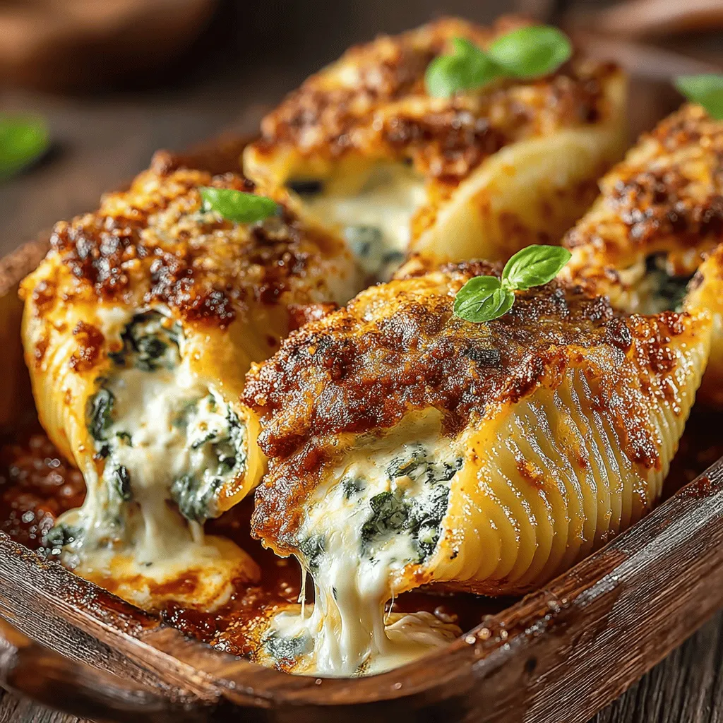 Cheesy Spinach Delight Stuffed Shells are more than just a meal; they embody the essence of comfort food. The large pasta shells serve as vessels, cradling a delectable filling that combines fresh spinach with a medley of cheeses. As you take a bite, the creamy texture of the cheese melds with the slight earthiness of the spinach, creating a harmonious blend that tantalizes the taste buds. This dish not only satisfies hunger but also warms the soul, making it perfect for gatherings and cozy nights in.