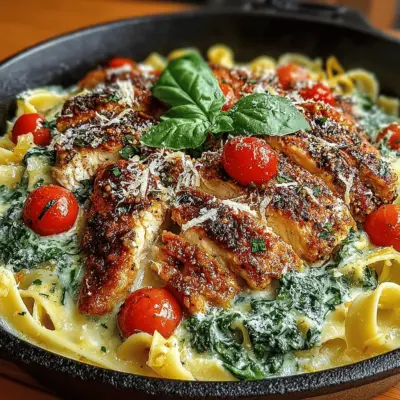 One-Pan Creamy Chicken and Spinach Pasta
