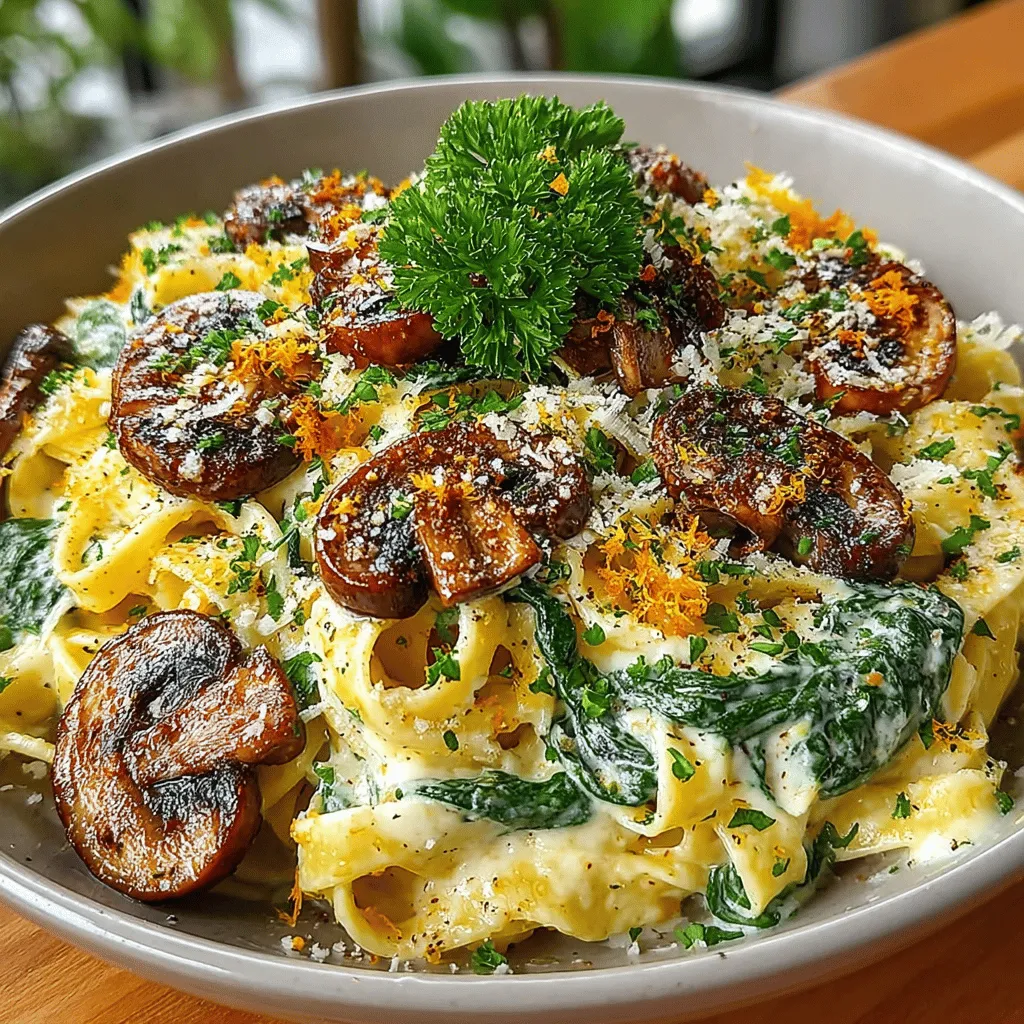 Savory Spinach & Mushroom Fettuccine is more than just a meal; it's an experience that combines the earthiness of mushrooms with the vibrant freshness of spinach, all enveloped in a luscious cream sauce. This dish appeals not only to pasta lovers but also to those seeking a comforting yet sophisticated option for dinner. With its creamy texture and rich flavors, this fettuccine dish is perfect for a family gathering or a quiet evening at home.